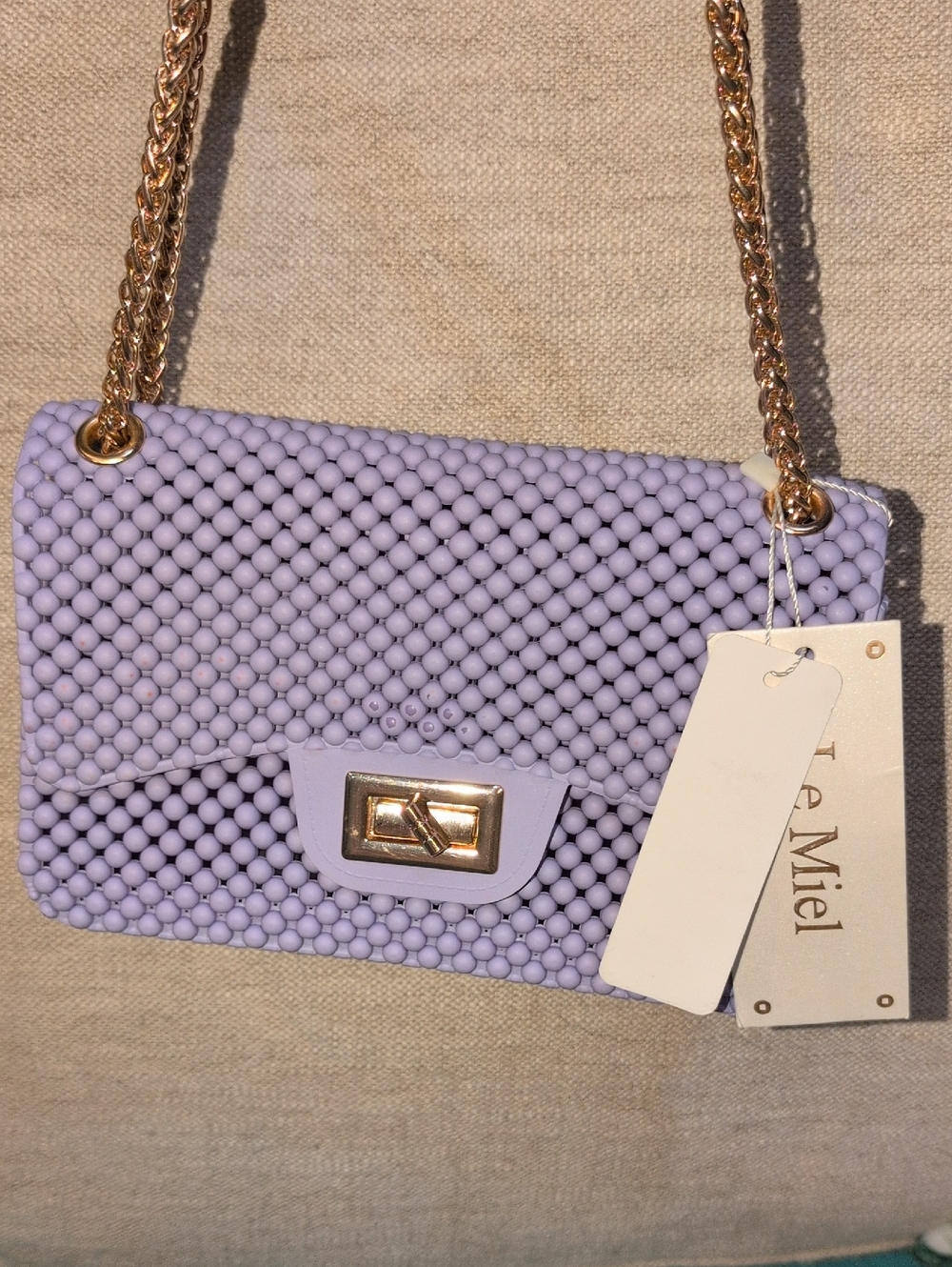 Le Miel Lilac PVC  Chain Crossbody Or Shoulder  Bag NWT